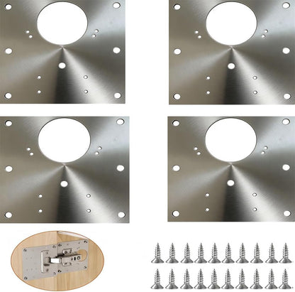 Cabinet Hinge Repair Kit – Fix Loose Cabinet Doors & Stripped Screw Holes, 4 Heavy Duty Repair Plates with Screws, Easy Installation for Kitchen Cabinets