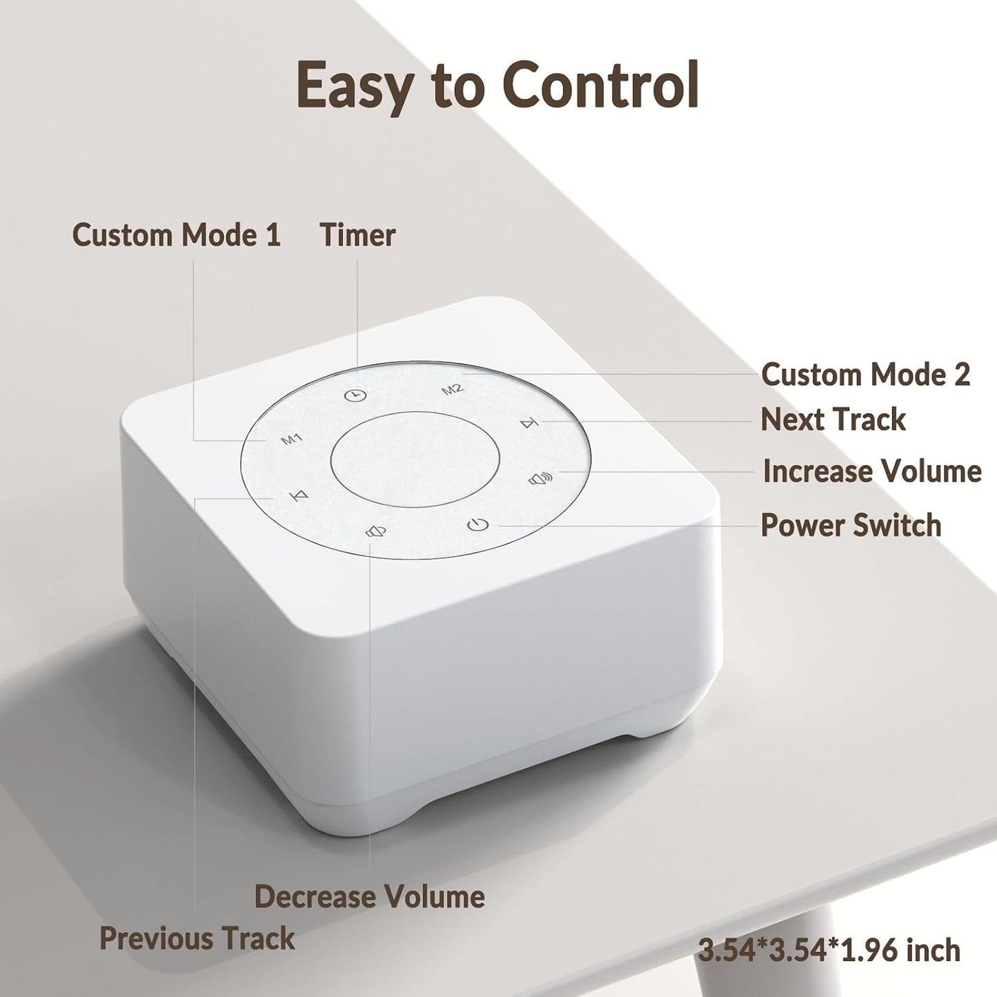 White Noise Sound Machine, Noise Machine for 20 Soothing Sounds, 2 Customizable Shortcut Buttons, Timer, Memory Function, USB-A Cable Included (Battery&Adapter NOT Included)for Baby, Kids&Adult(Black)