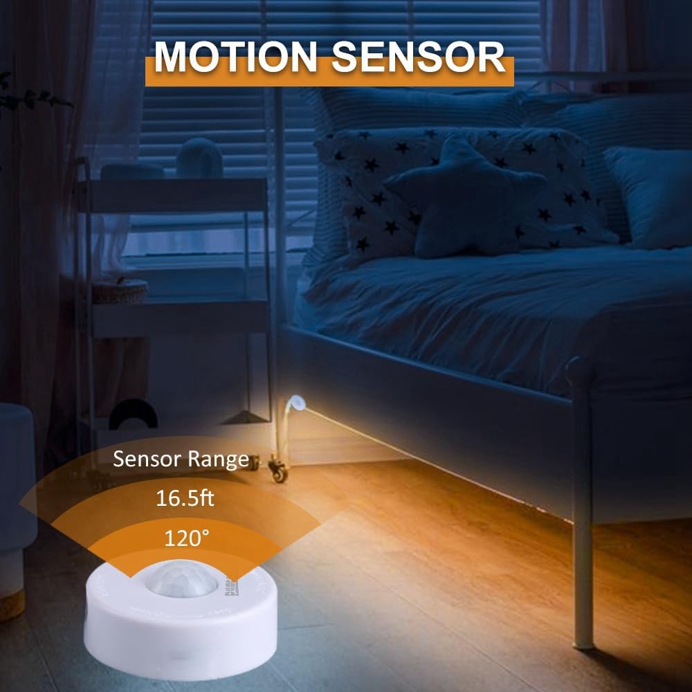 USB Led Light Strip Motion Activated, 3.3ft,Under Bed Light with Automatic Shut Off Timer, Sensor Night Strip Light,Lighting Decoration,Warm White