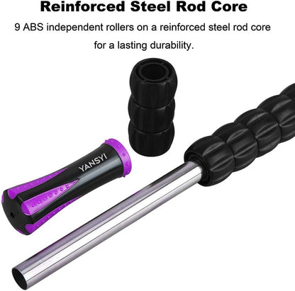 YANSYI Professional 9-Roller Deep Tissue Massage Stick - Portable Muscle Recovery Roller for Athletes, Relieves Post-Workout Soreness & Leg/Back Pain - Portable Physio Tool (Blue 1)