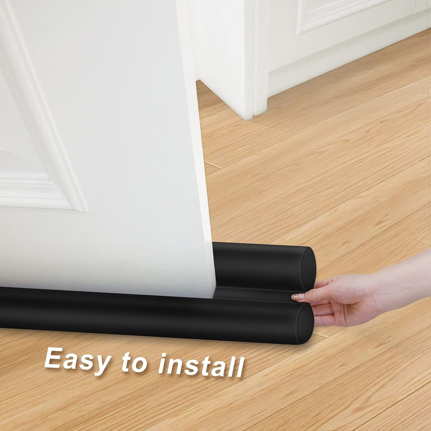 MAXTID Under Door Draft Stopper for Bottom of Doors 38" Black | Door Blocker Noise Reduce Light Cold Air Guard Breeze Sound Proof Door Sweep Door Seal Insulation Strip Gap Filler