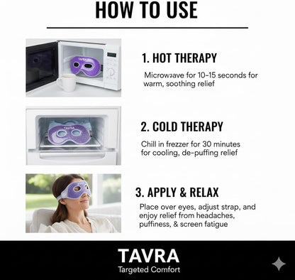 Cooling Gel Eye Mask for Puffy Eyes & Migraine Relief – Reusable Hot & Cold Therapy Mask for Sinus Pressure, Dark Circles, Headache Relief (Purple)