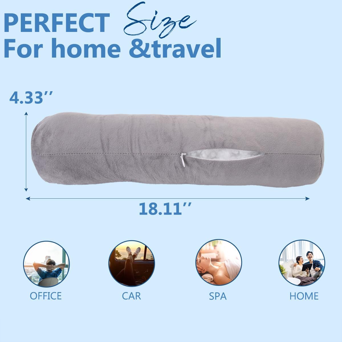 Neck Roll Pillow, Cervical Neck Pillow Bolster Pillow for Sleeping