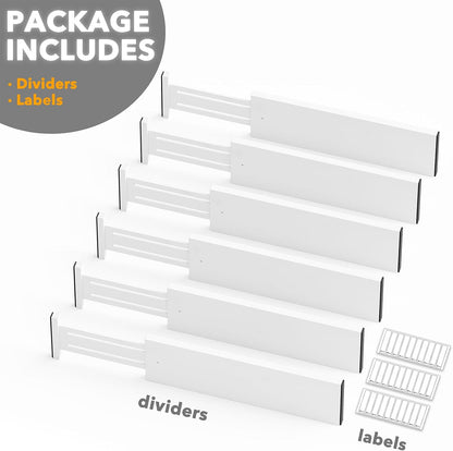 SpaceAid Bamboo Dresser Drawer Dividers 6 Pack, 4.65“ High Adjustable 12.5“-17” Drawer Organizers, Expandable Organization for Clothing, Clothes, Dressers, Natural