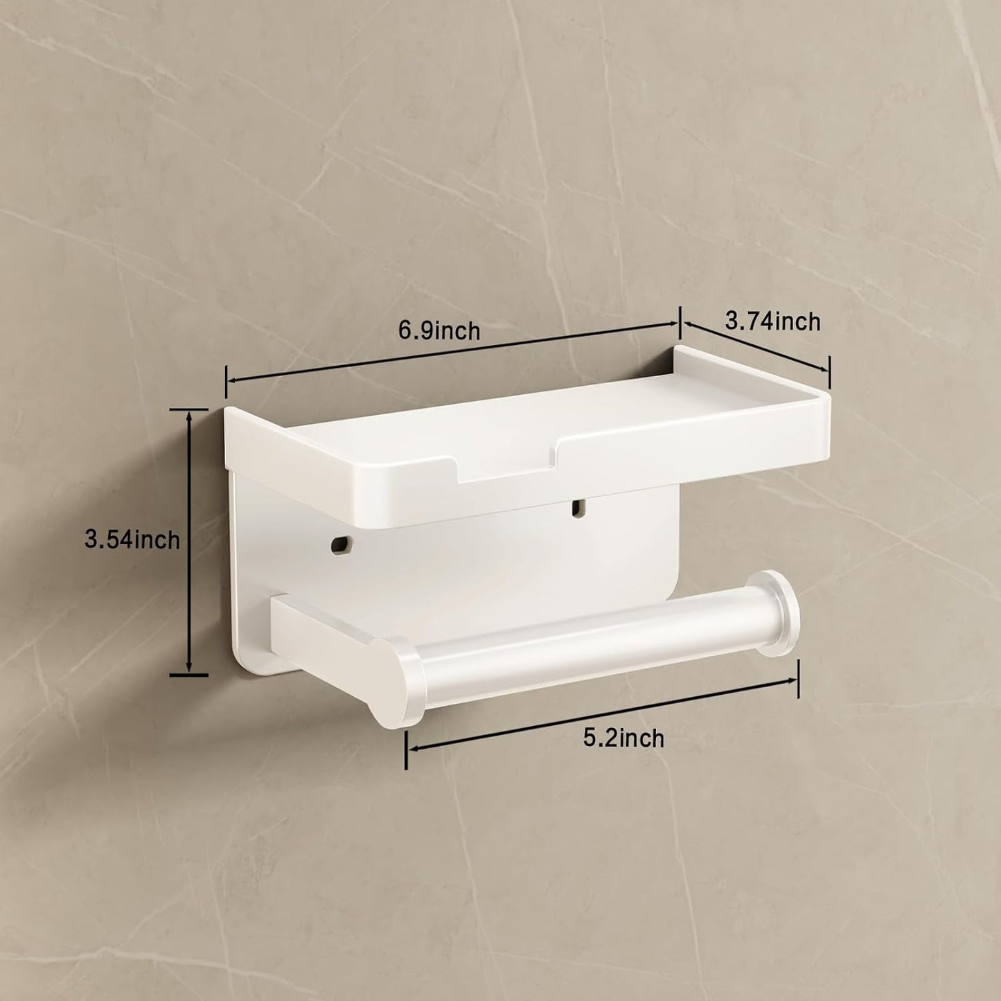 VOLDRA Toilet Paper Holder with Shelf Black Wipes Dispenser for Bathroom Toilet Paper Holder with Storage Upgrade Drawer Design Toilet Tissue Holder Adhesive Small Bathroom Shelf Wall Mount