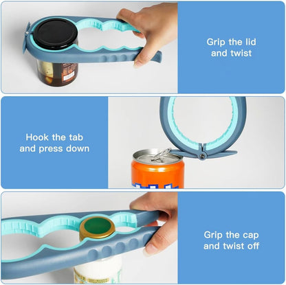 Larrycard Jar Opener,5piece multifunctional bottle opener set Suit | Effort saving 80%, material easy to clean, suitable for weak hands, suitable for multi specification bottle caps