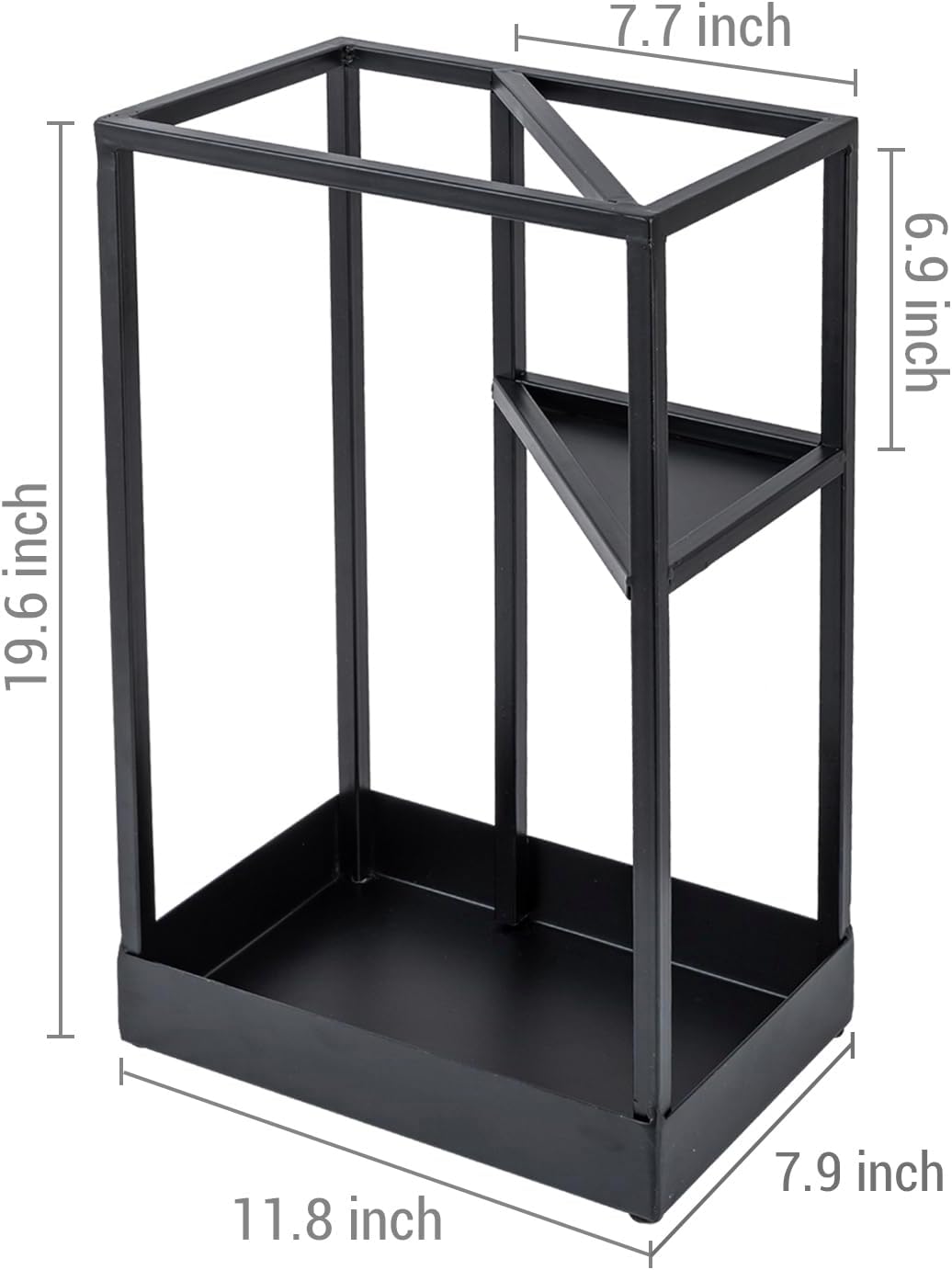 MyGift 20 Inch Brass Tone Metal Umbrella Stand with Drip Tray | Freestanding Rain Gear Storage - Long Short Umbrellas Canes Walking Sticks Entryway Lobby Office Floor Standing Drip Catcher