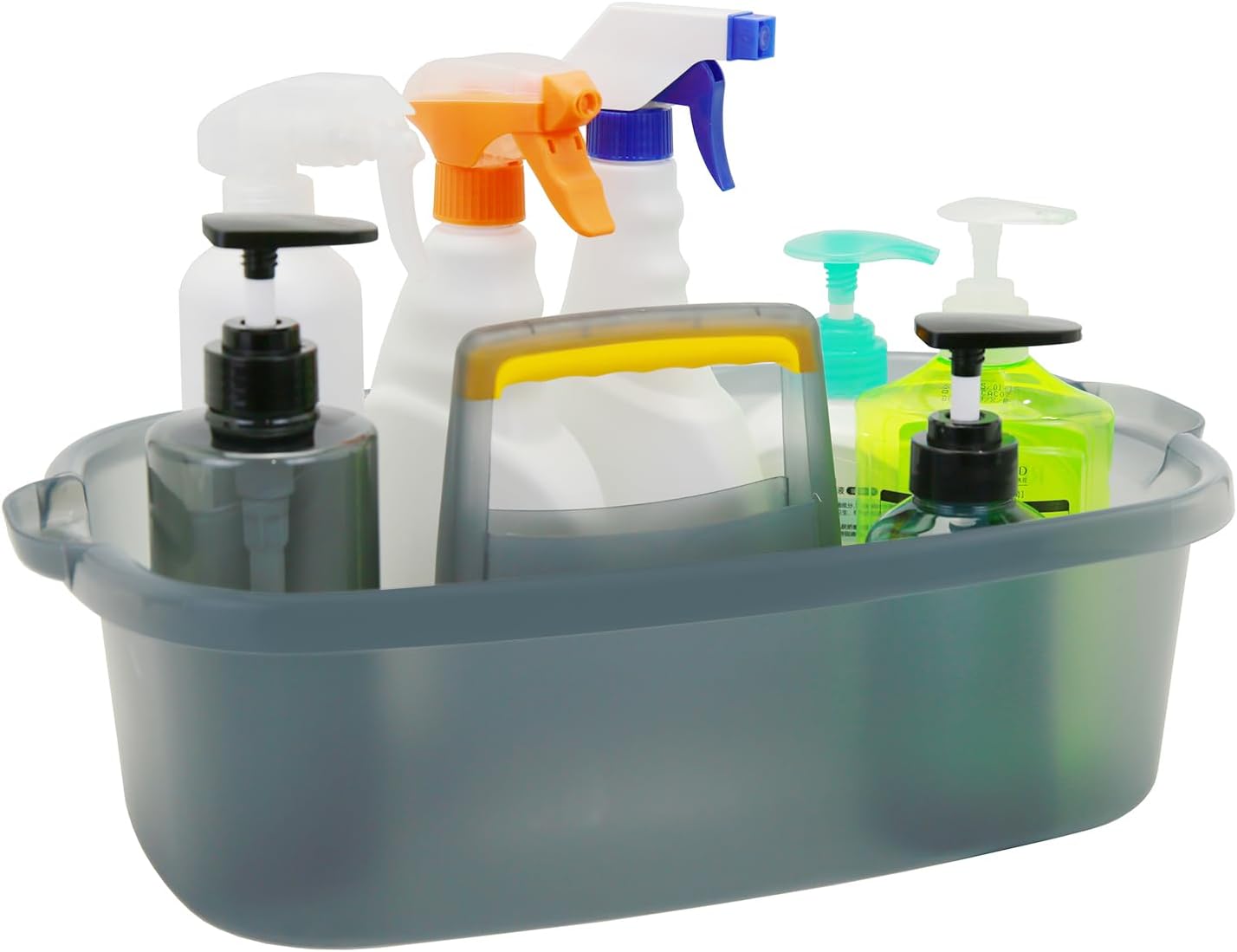 Goderewild Multi-Purpose Plastic Cleaning Caddy with Handle, Shower Caddy Organizer/Storage Basket/Totes Portable for Bathroom Supplies, Cleaning Products, Under Sink Tool, Housekeepers (Grey)