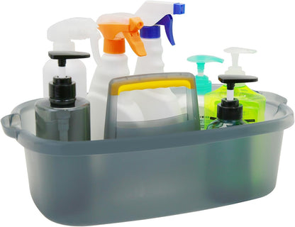 Goderewild Multi-Purpose Plastic Cleaning Caddy with Handle, Shower Caddy Organizer/Storage Basket/Totes Portable for Bathroom Supplies, Cleaning Products, Under Sink Tool, Housekeepers (Grey)