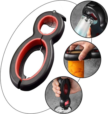Helping Hand Senior Jar Opener with Silicone Gripper: Easy Opener for Weak Hands, Adjustable 6 in 1 Multifunctional Tool