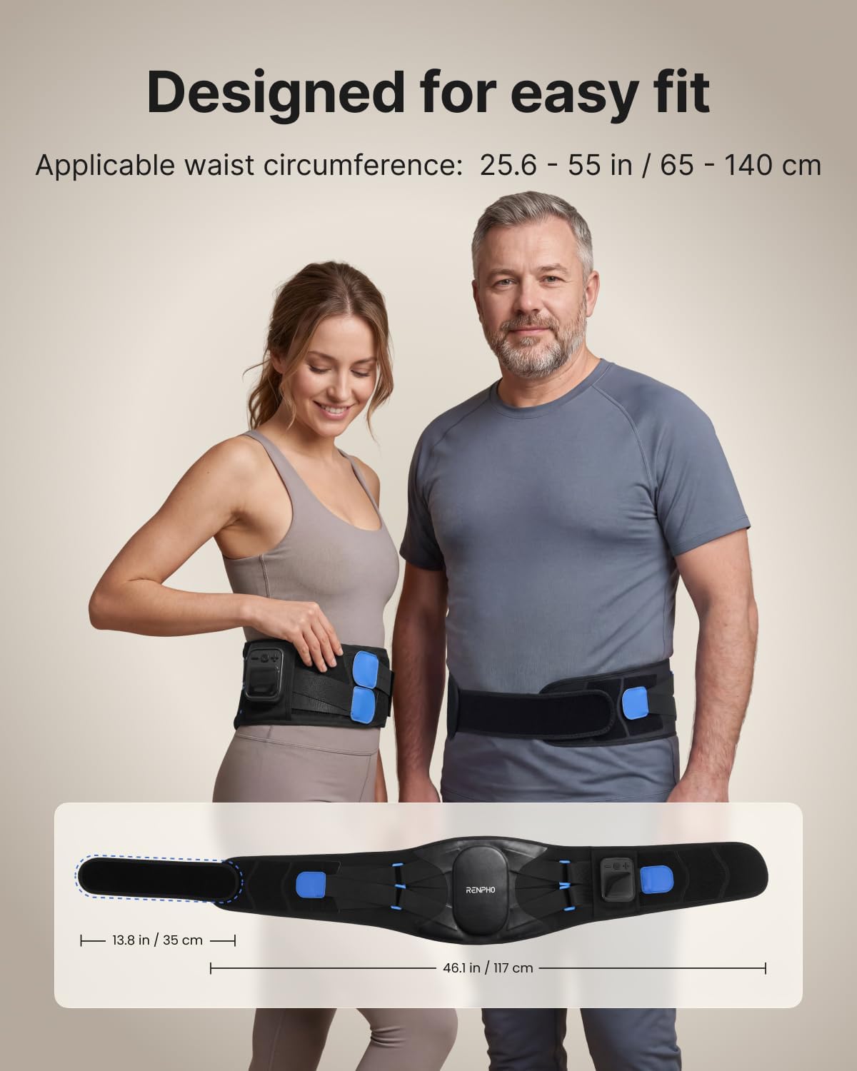 RENPHO Heating Pad for Lower Back, Portable Cordless Brace, Wearable Belt | 5 Heat Levels, 3 Vibration Levels, Heating Pad with Massager, Detachable Support, FSA Eligible HSA, Gift for Men & Women