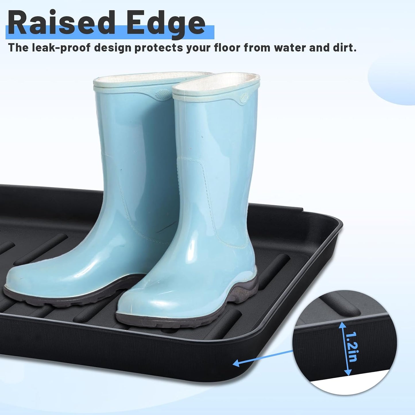Boot Tray for Entryway Indoor, 4 Pack Plastic Shoe Mat Small Wet Shoe Tray with Raised Edge, Waterproof Winter Boot Mat for Mudroom, Garage, Garden, Black