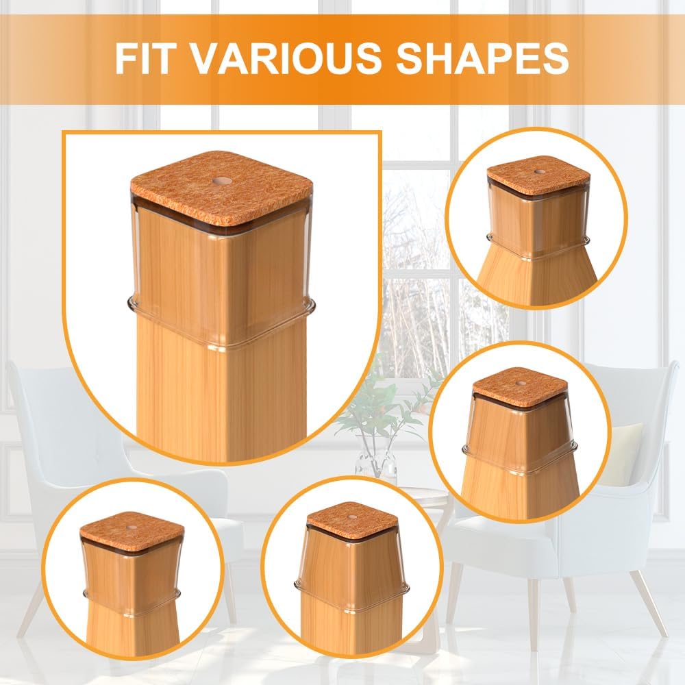 VIUME 24 Pcs Chair Leg Floor Protectors for Hardwood Floors Round | Silicone Covers Felt Pads Furniture Leg Caps Anti-Scratch Reduce Noise Fit (1-5/16" to 2")
