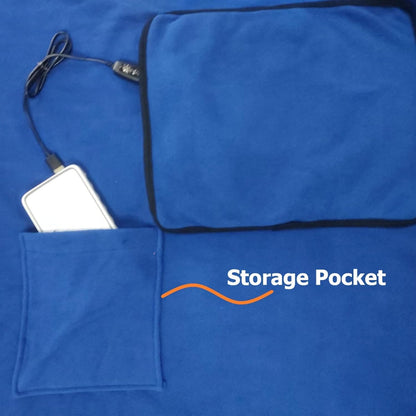 Kirkwood Kitchen Heated Blanket with USB Power, Soft Portable Outdoor Blanket, Stadium Blanket, Picnic Blanket, for Traveling, Camping, Hiking & Outdoor Activities or Wheelchair Use, Blue