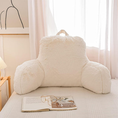 A Nice Night Ivory Reading Pillow, 18.5" Bed Wedge Pillows with Arms