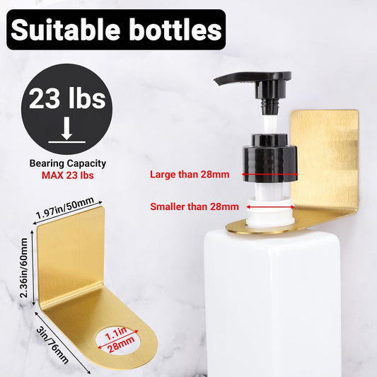 Segbeauty Stainless Adhesive Shampoo Bottle Holder, Dia 1.3inch 3.3cm Non-Drill Soap Dispenser Holder Set Silver, 3pcs Rustproof Shampoo Holder for Shower, Bottle Wall Mounted Rack for Toilet Kitchen