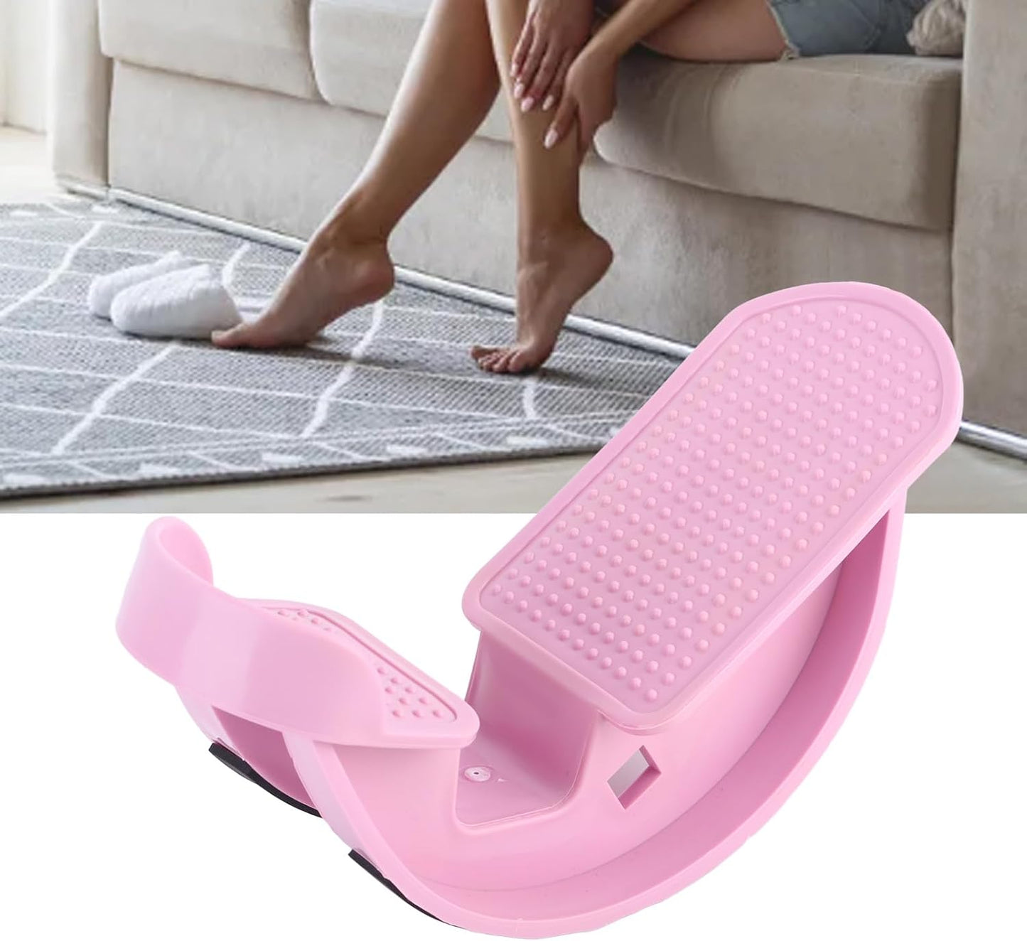 Calf Stretcher, Portable Foot Rocker for Yoga Fitness, Non Slip Rubber Strips for Ankle Strengthening and Flexibility Improvement (Pink)