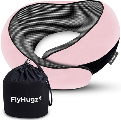 FlyHugz® Neck Travel Pillow Memory Foam Neck Pillow, Gray