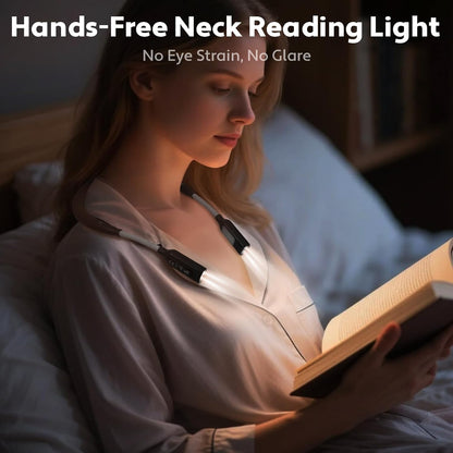 Neck Reading Light LED Brightness Rechargeable Bendable Book Lamp for Reader Lover in Bed Knitting Camping Repairing Gifts Orange