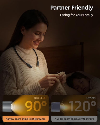 Rechargeable Book Light,3 Colors and Brightness Adjustable Reading Light,Bendable Neck Light,100hrs Long-Lasting,Perfect Reading Lamp Gift for Books in Bed, Knitting,Repairing,Working