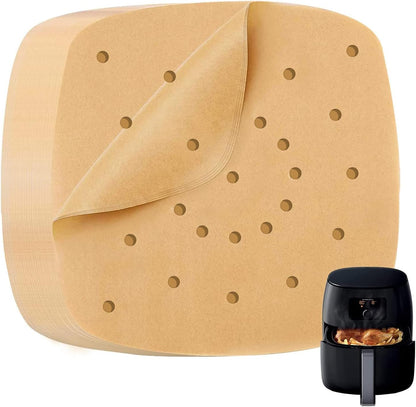 Katbite 160pcs Air Fryer Parchment Paper Liners, Perforated 9x11 Inch | Disposable air fryer paper liners, nonstick perforated for airflow, fit air fryer/toaster oven, Cuisinart & Ninja Foodi