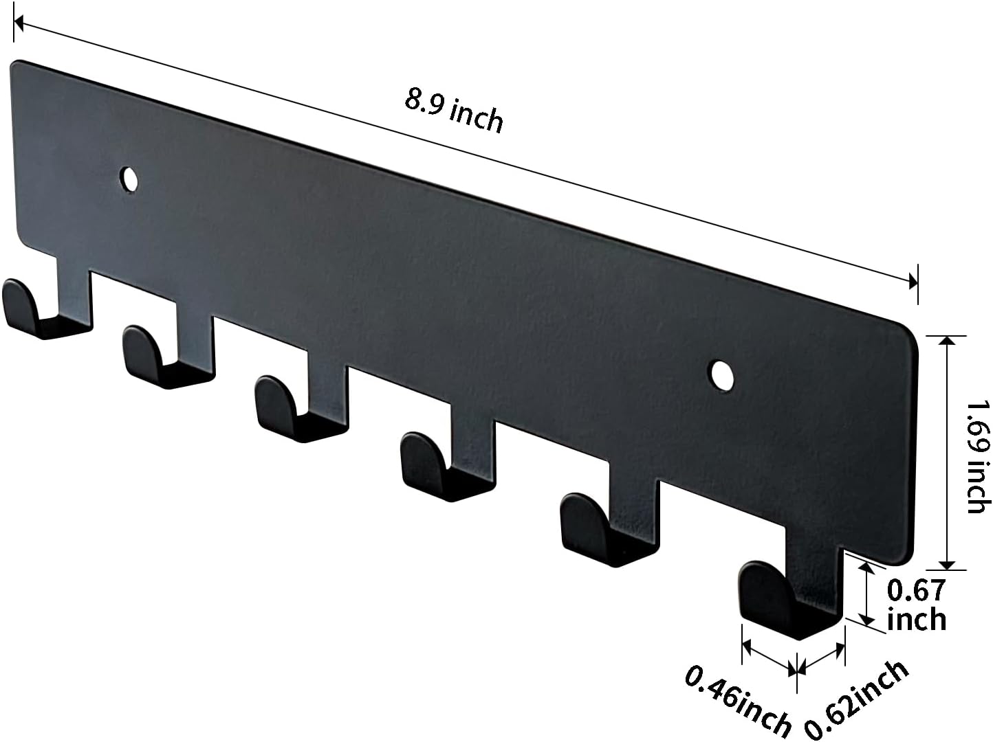 GTK Key Holder for Wall Key Hooks with Tray and 6 Hooks, Wall Mounted Key Holder for Hallway, Key Rack with Shelf for Mail Storage (Black)