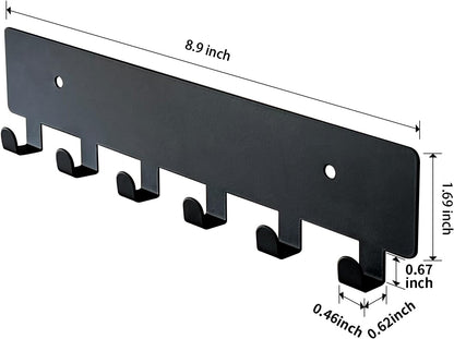GTK Key Holder for Wall Key Hooks with Tray and 6 Hooks, Wall Mounted Key Holder for Hallway, Key Rack with Shelf for Mail Storage (Black)