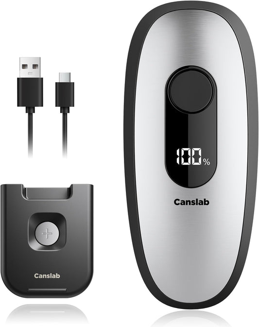 Canslab IRON Electric Can Opener, with LED Battery Track, Stainless Steel | Smart Auto Stop, Heavy-Duty, Wall-Mountable, Side Cut Smooth Edge, Professional-Grade Blade, USB-C Rechargeable, Hands-Free