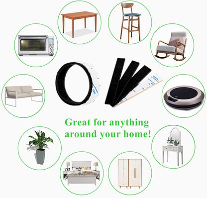 Felt Strips with Adhesive Backing, Felt Tape with Adhesive Backing, Felt Furniture Strips 2 Pack Roll 1/2x 60 Inches Black, Felt Strips for Furniture