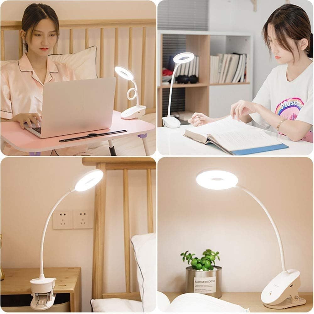 Clip on Reading Lamp, Battery Powered with 3 Brightness Levels, USB Rechargeable