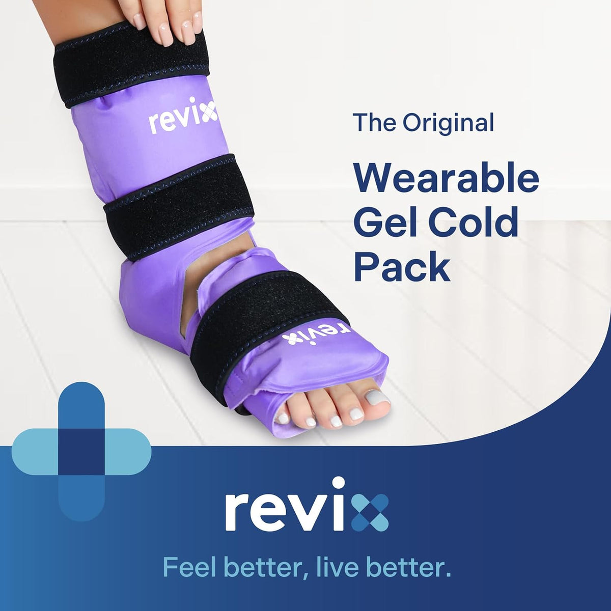 REVIX Ankle Ice Pack Wrap, Reusable Gel Ice Pack for Foot Pain Relief