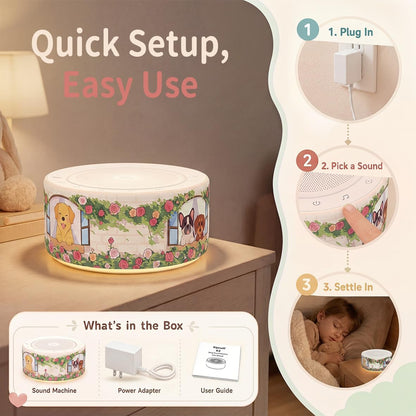 Kipcush White Noise Machine for Baby & Adults, 30 Soothing Sounds, Sleep Sound Machine with 8 Color Night Light, Memory Function, White Noise for Sleeping, Nursery, Office, Travel & Relaxation
