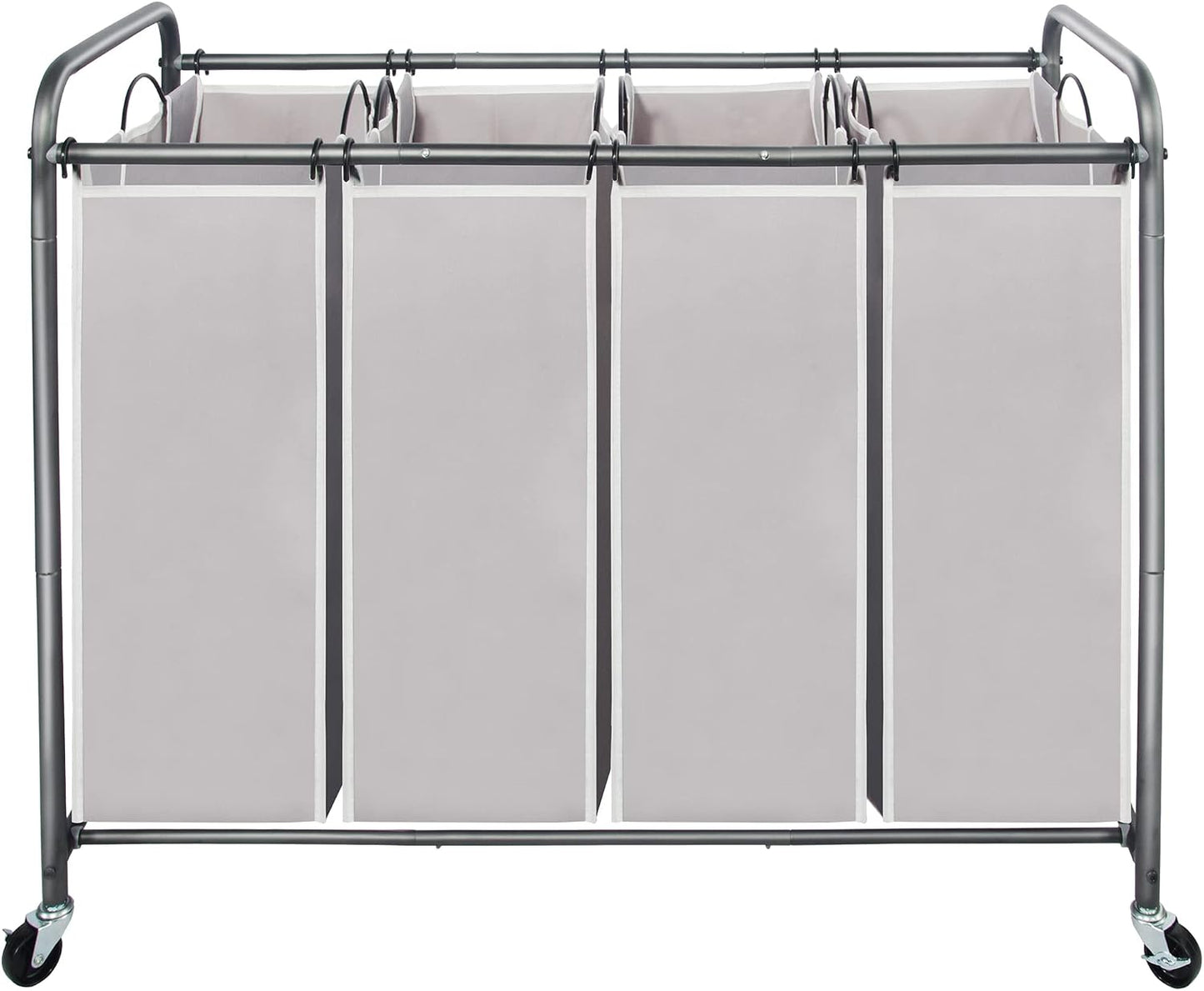 STO STO Laundry Sorter 3 Section, 3 Bag Clothes Hamper, Rolling Laundry Cart Basket with Heavy Duty Lockable Wheels and Removable Bag for Laundry Room, Bedroom, Closet, Black