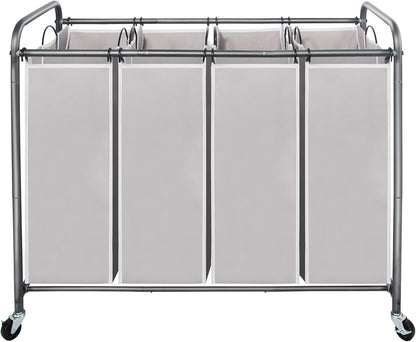 STO STO Laundry Sorter 3 Section, 3 Bag Clothes Hamper, Rolling Laundry Cart Basket with Heavy Duty Lockable Wheels and Removable Bag for Laundry Room, Bedroom, Closet, Black