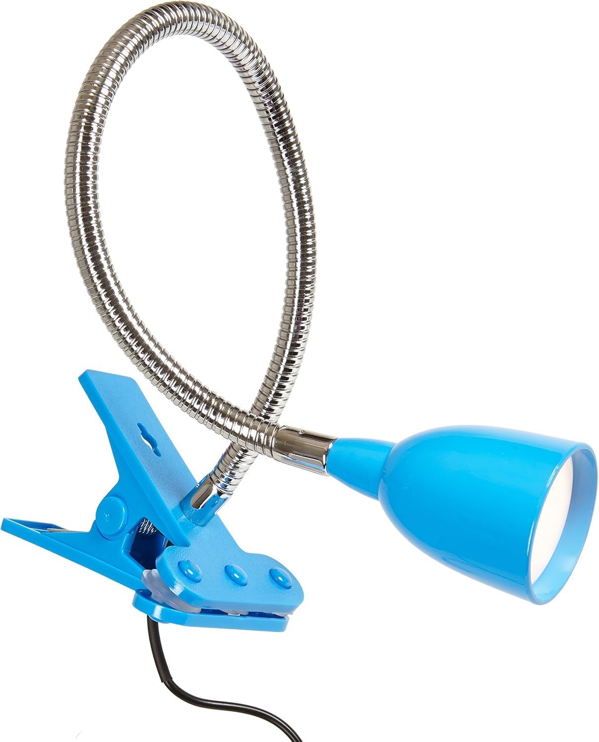 Newhouse Lighting NHCLP-LED-BLU Blue Metal Flexible Clamp-Style LED Goose Neck Desk Lamp in 3000K Warm White Color Temperature with Power Adapter and 6 ft. Power Cord