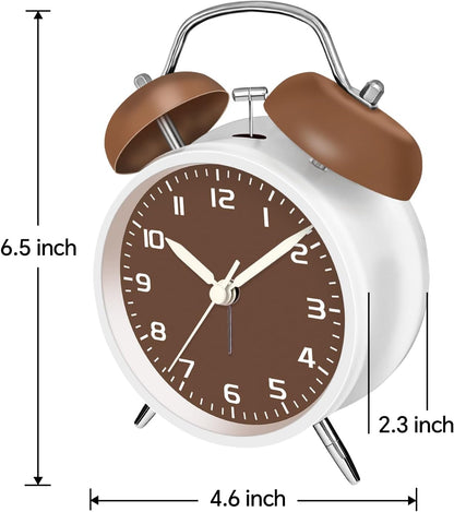 4.5" Analog Alarm Clock for Heavy Sleepers, Loud Battery Operated Alarm Clocks with Light, Metal Silent Desk Clock for Bedrooms, Retro Bedside Clocks for Kids Girls Women Mother Seniors, Pink