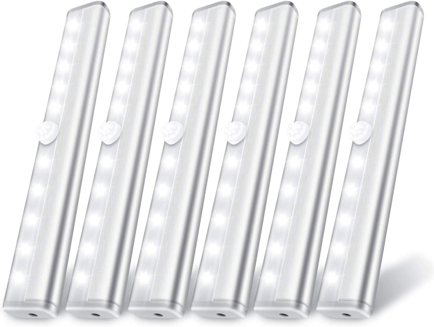 lexall 6 Pack Motion Sensor Lights, 10 LED Closet Battery Operated | Stick-On Anywhere, Magnetic Night Light Bar, LED Safe Light, For Closet Stairs Wardrobe Under Cabinet