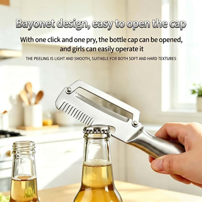 Premium Vegetable Peeler with Wooden Handle and Bottle Opener, Multi-Functional Vegetable Peeler for Fruit Pumpkin Peeling Potato and other vegetables or fruits (1pcs)