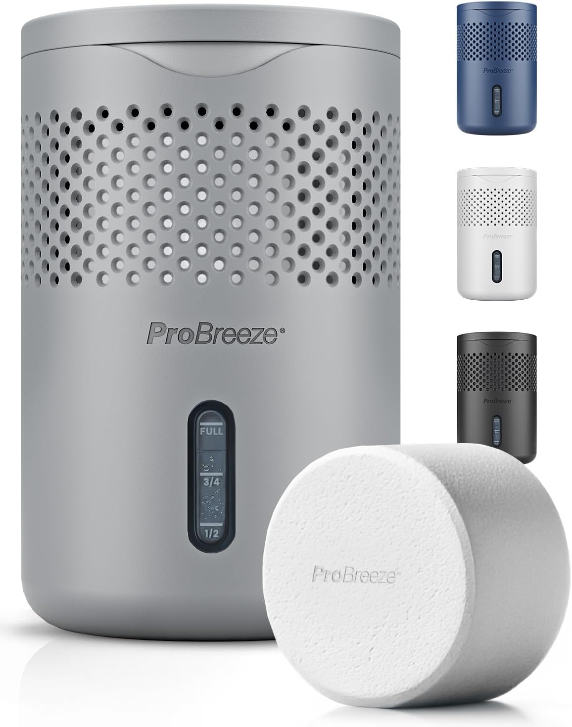 Pro Breeze Osmo Non-Electric Moisture Absorber, 44 fl.oz, Included 1.54lb Refillable Tablet, Lasts 100 Days, Ideal Silent Mini Dehumidifier for Closet, Bathroom & Bedroom, Fragrance Free, White