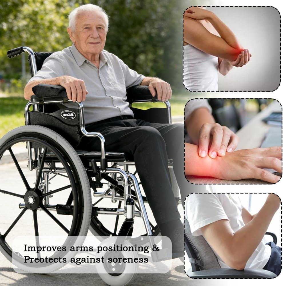 EDWERD Elderly Wheelchair Armrest Pad - Mobility Scooter Elbow Pillow Tray Soft Cushion Memory Foam Arm Stabilizer Accessories, 1PCS