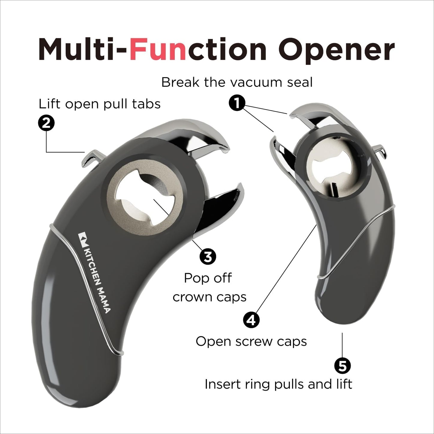 Kitchen Mama Epic One Multifunction Opener, Teal | Magnetic Bottle Opener, Beer Soda Opener, Effortless Jar Lid Opener, For Seniors and Elderly with Weak Hands and Arthritis