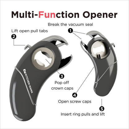 Kitchen Mama Epic One Multifunction Opener, Teal | Magnetic Bottle Opener, Beer Soda Opener, Effortless Jar Lid Opener, For Seniors and Elderly with Weak Hands and Arthritis