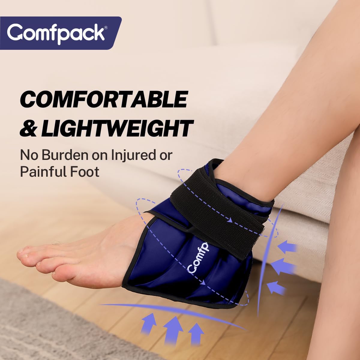 Comfpack Heel Ice Pack Wrap for Plantar Fasciitis Relief, Ankle Ice Pack | FSA Eligible, Ice Pack for Injures Reusable, Gel Cold Pack Warp for Achilles Tendonitis, Swelling, Ankle Sprain, Heel Pain