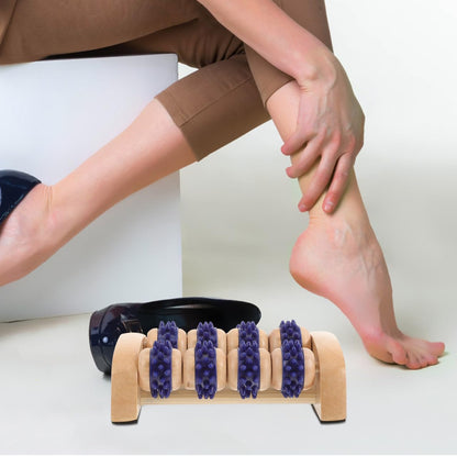 Portable Foot Massager Roller Manual Wooden Acupoint Tool for Foot Muscle Relief and Circulation Compact 5.51X4.72X2.16 Inch Handheld Design