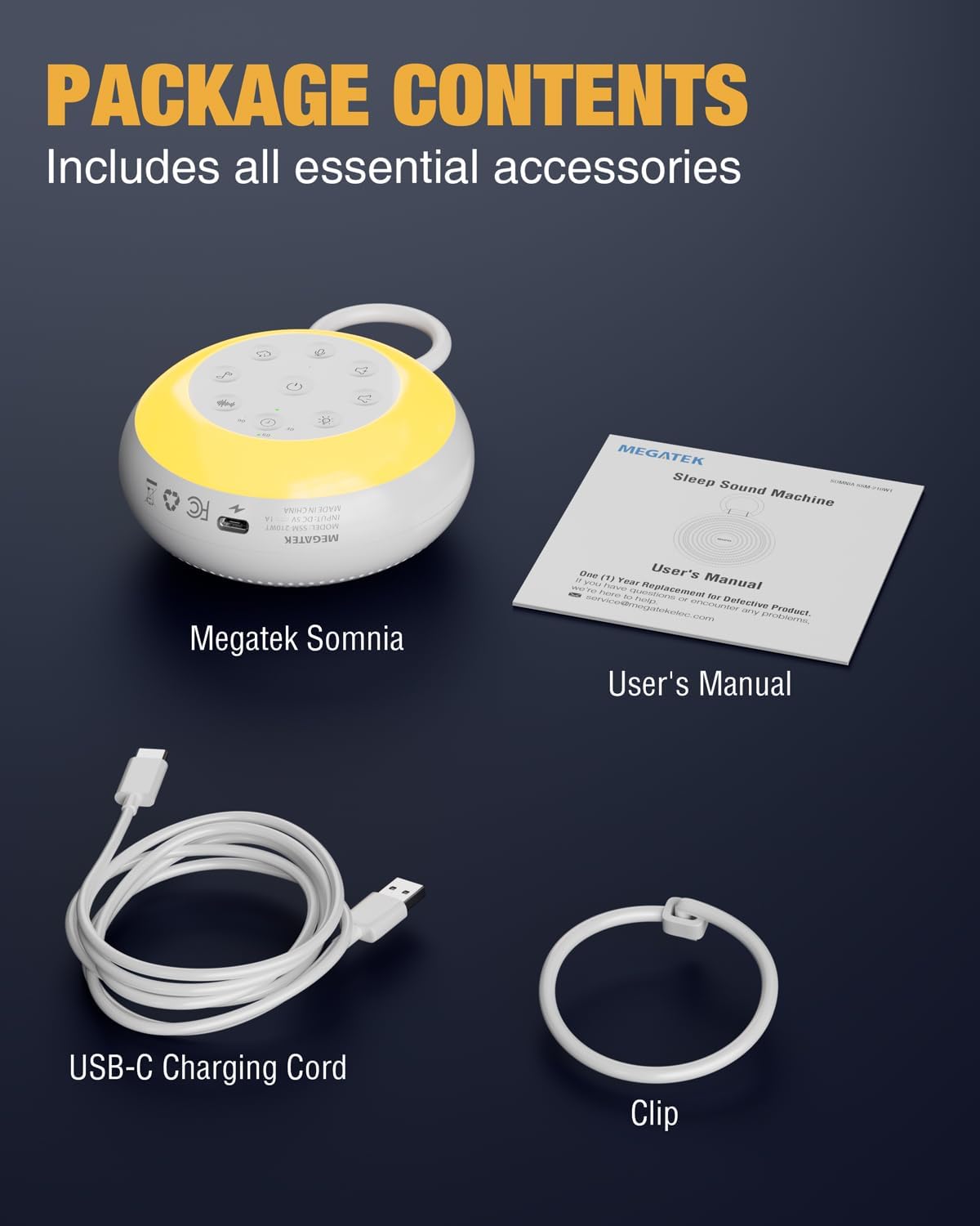 MEGATEK Portable Sound Machine, White Noise Machine for Sleeping