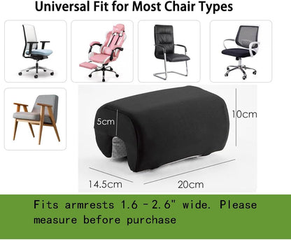 Armrest Cushion for Office Chairs - Soft Elbow Support Pad with Non-Slip Bottom, Fits Most Chairs 2-Piece (Gray)