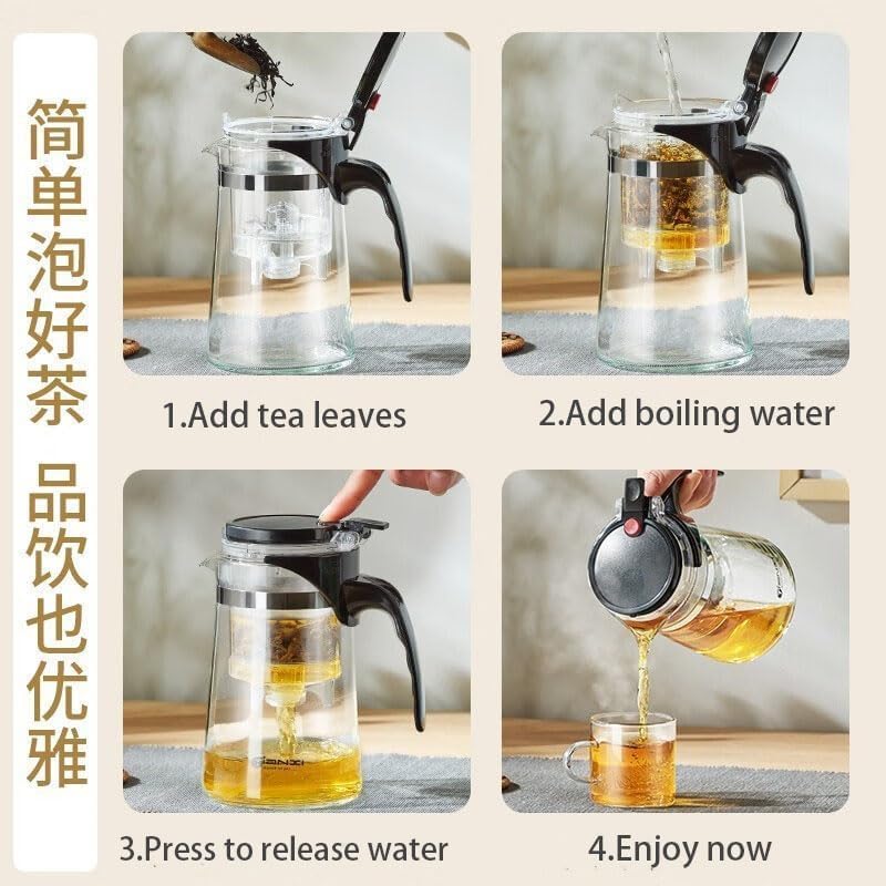 500ML Glass Teapot with Detachable Infuser Filter Teapot for Loose Leaf Tea