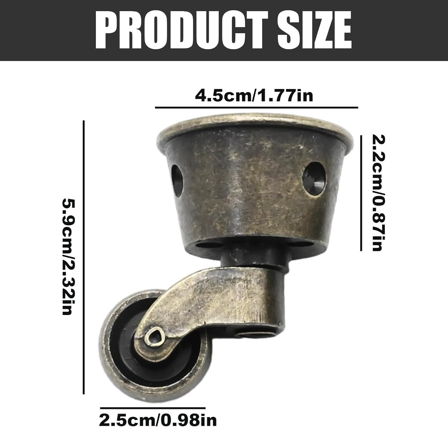 Anxingo 4 Pack 2.32 x 1.77 Inch Antique Zinc Alloy Swivel Cup Casters, Furniture Caster Wheels Universal Metal Pulley Wheels for Chair Cabinet Patio Table Sofas 1-3/4 Inch OD Vintage Green Bronze