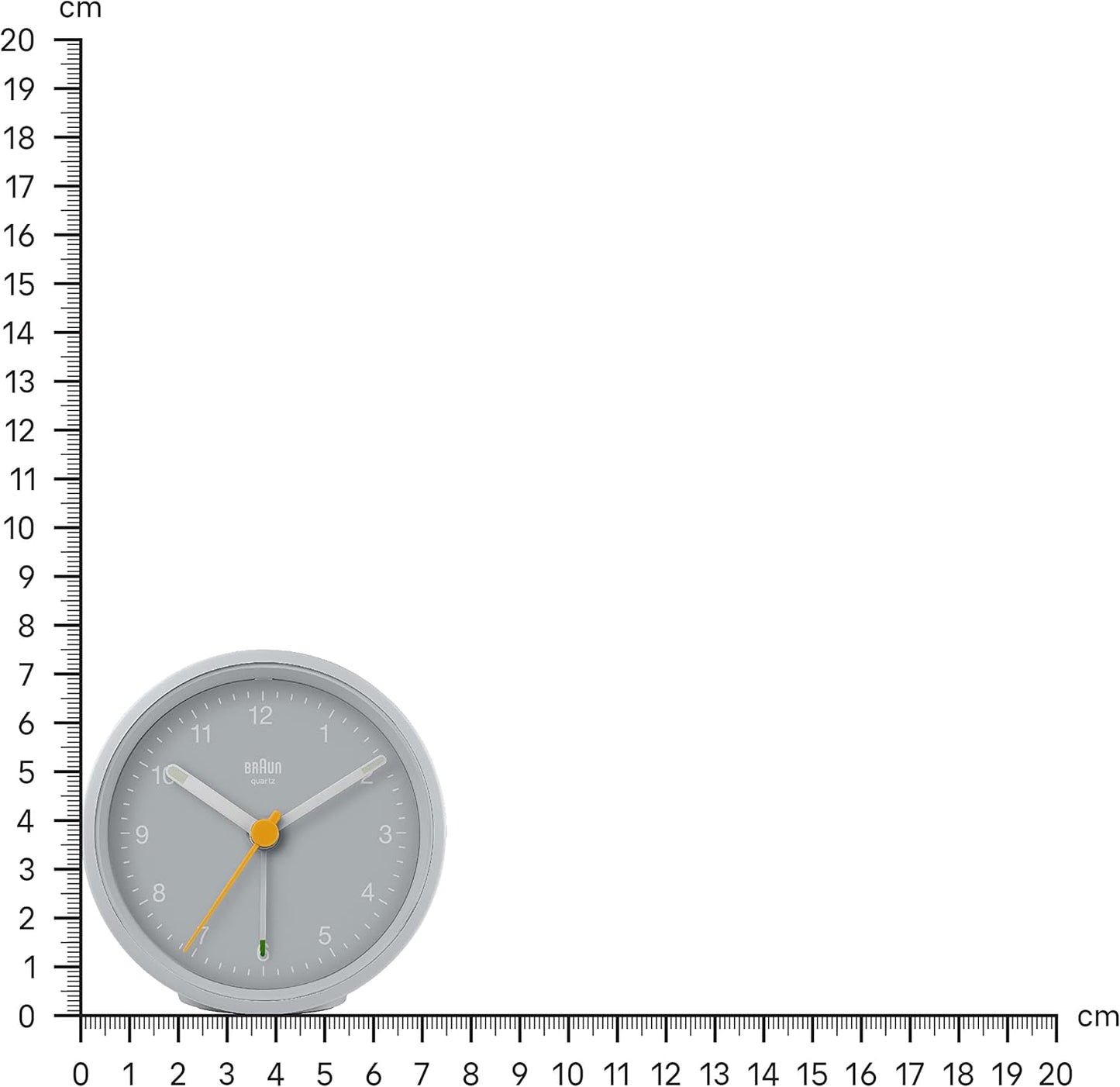 Braun Classic Analogue Alarm Clock with Snooze and Light, Quiet Quartz Movement, Crescendo Beep Alarm in White, Model BC12W.