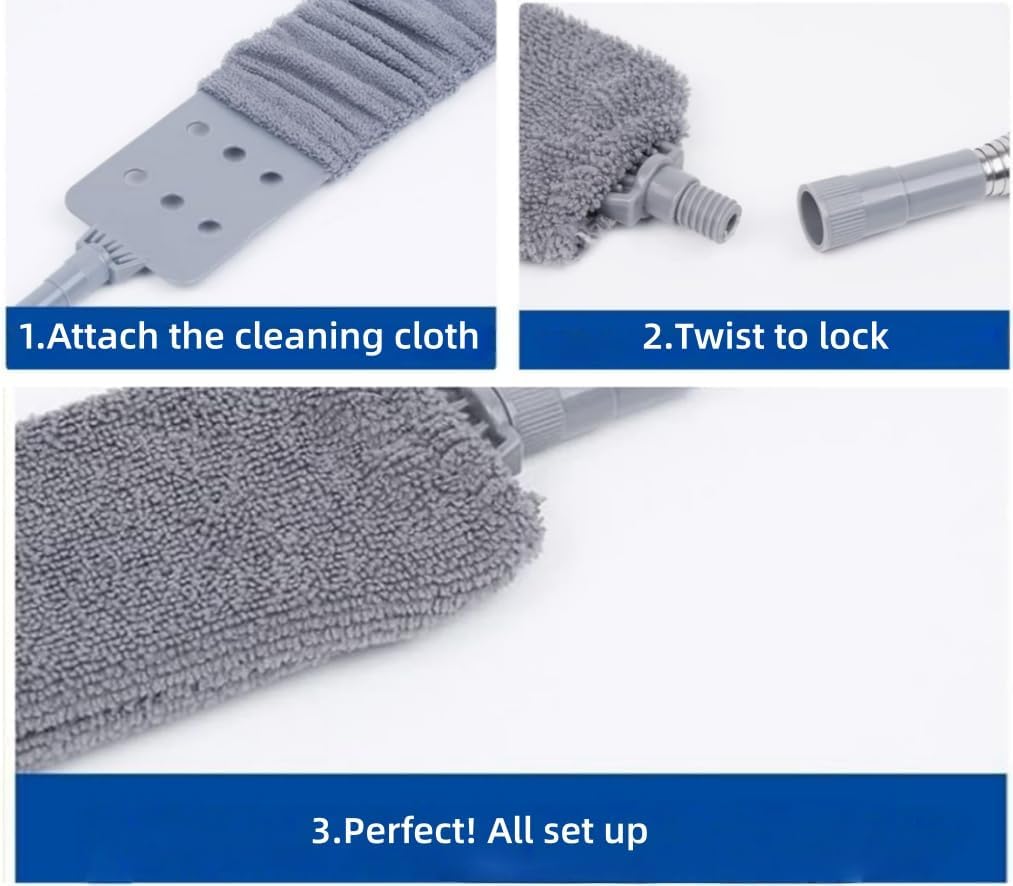 Retractable Gap Dust Cleaner Under Appliance Cleaning Tool, GMLRKY Flat Duster for Under Refrigerator Fridge Stove Couch Bed, Skinny Thin Duster for Tight Spaces (Blue)